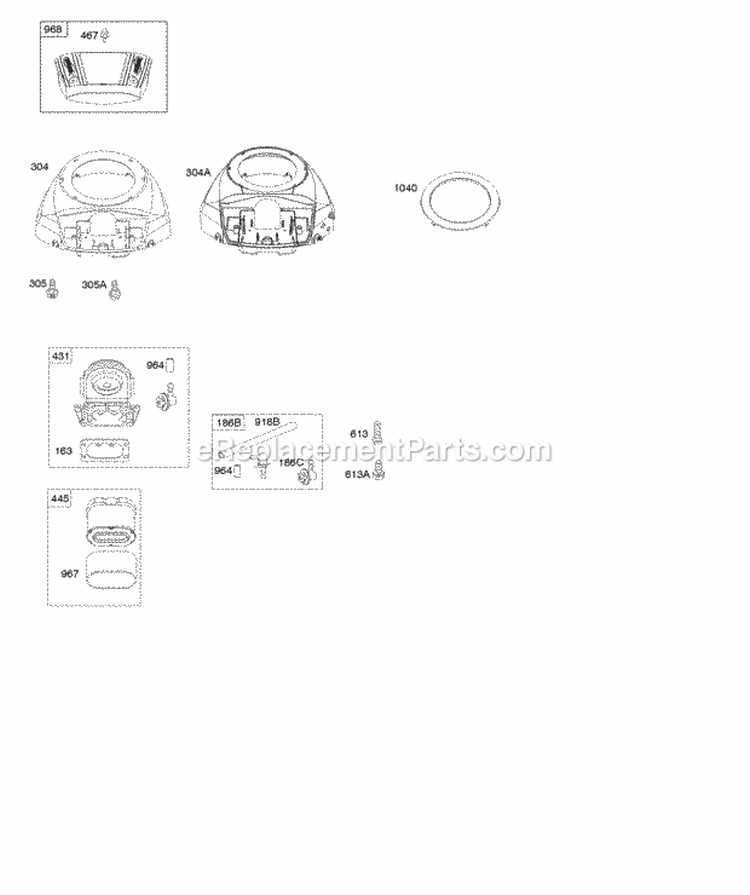 Air Cleaner Blower Housing Diagram and Parts List for 49M777-0119-G1  Briggs and Stratton Engine